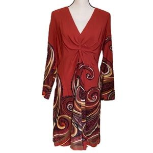 Chetta B Rust Long Sleeve Silk Dress